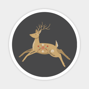 Leaping Folk Reindeer Magnet